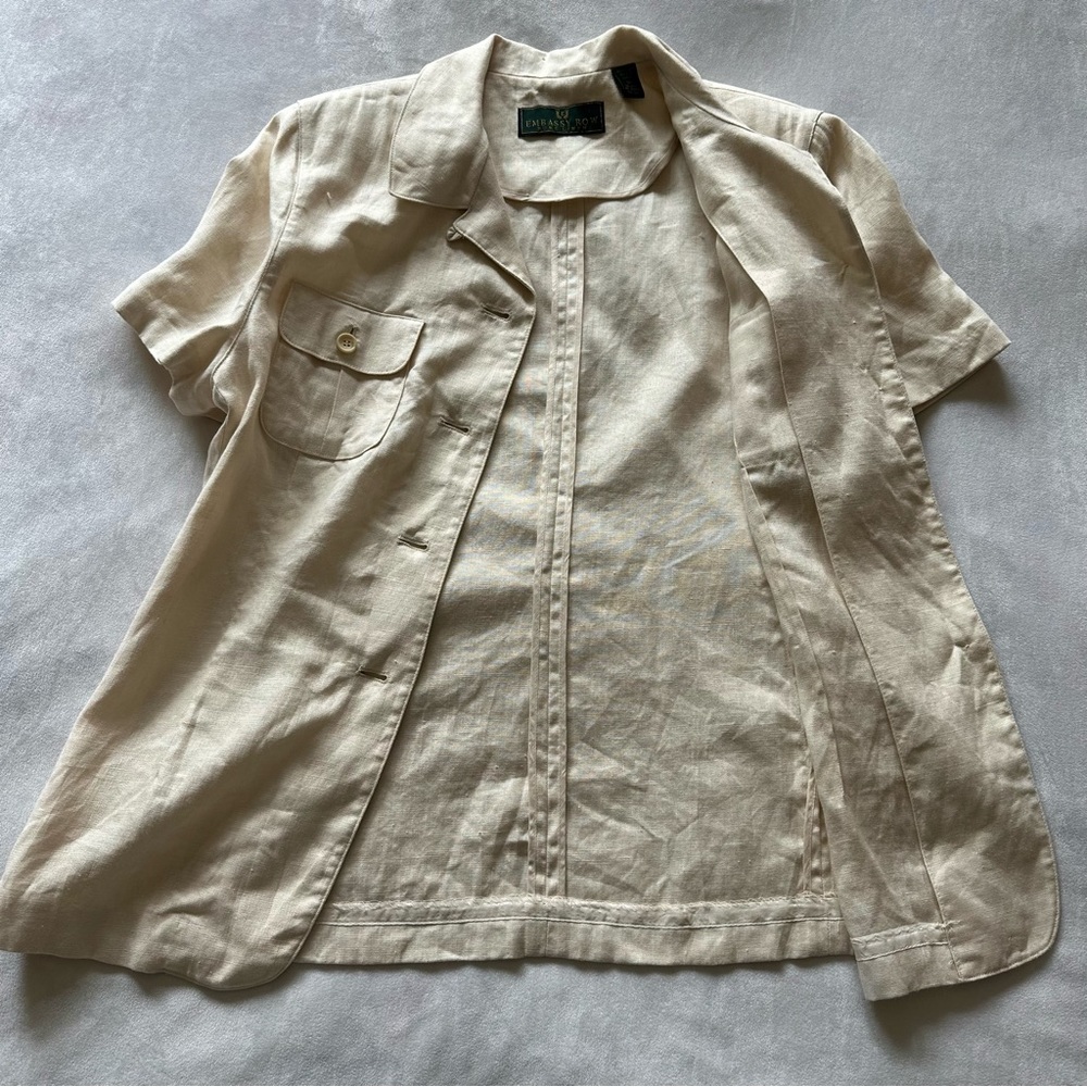 vintage 90s embassy row pure linen safari type jacket / size 10 - Picture 4 of 4